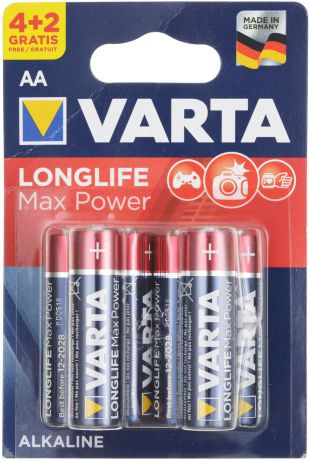 Батарейка Varta "Max Tech", тип AA, 1,5В, 6 шт