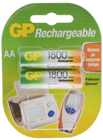 Набор аккумуляторов GP Batteries "Rechrgeable", тип АА, 1800 mAh, 2 шт