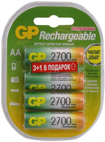 Набор аккумуляторов "GP Batteries", NiMh, 2700 mAh, тип АА, 4 шт
