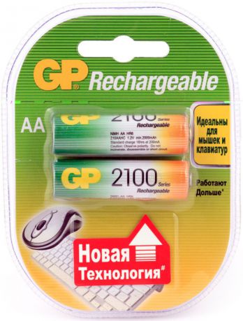 Набор аккумуляторов "GP Batteries", NiMh, тип АА, 2100 mAh, 2 шт