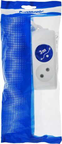 Удлинитель сетевой Panasonic "X-tendia", с защитой от детей, цвет: белый, 2 розетки, 3 м. 54970