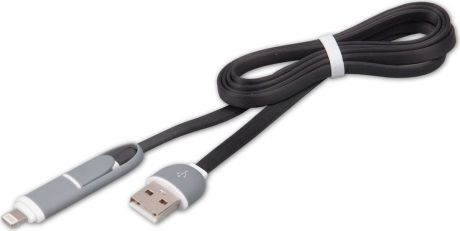 Ritmix RCC-200, Black кабель 2в1 USB - Micro-USB/Apple Lightning (1 м)