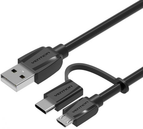 Vention Black Edition кабель microUSB/ USB 2.0 + USB Type C (1 м)