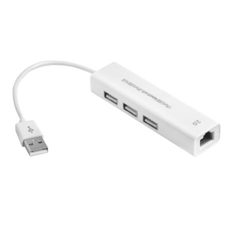 GCR GCR-AP03, White USB-концентратор + Ethernet Network