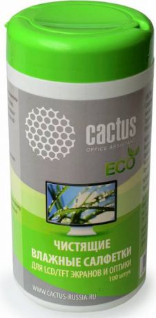Cactus CS-T1001E салфетки для экранов и оптики, 100 шт