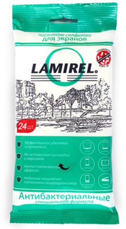 Lamirel LA-21617 антибактериальные чистящие салфетки для экранов всех типов, 24 шт