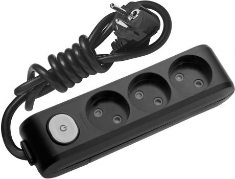 Удлинитель сетевой Panasonic "X-tendia", с защитой от детей, с выключателем, цвет: черный, 3 розетки, 5 м. 54945