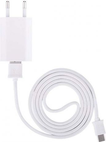 Набор: сетевое зарядное устройство 1A Devia + кабель USB-Type-C, белый
