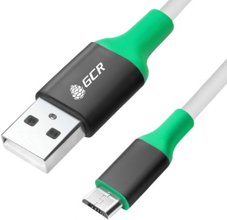 GCR GCR-50548, White Green Black кабель USB microUSB (1 м)