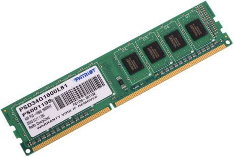 Patriot DDR3 DIMM 4Gb 1600МГц модуль оперативной памяти (PSD34G1600L81)