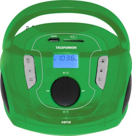 Аудиомагнитола Telefunken TF-SRP3471B, цвет: зеленый