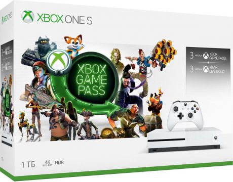 Игровая приставка Xbox One S 1ТБ + игровой абонемент на 3 месяца + Xbox LIVE: карта подписки 3 месяца
