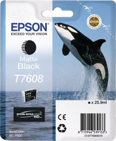 Картридж Epson T7608 (C13T76084010), черный матовый
