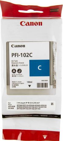 Картридж струйный Canon PFI-102C 0896B001 для Canon iPF510/605/610/650/655/750/760/765, Cyan