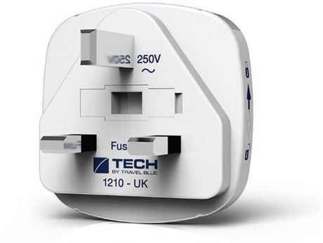 Сетевой адаптер-переходник Travel Blue "EU-to-UK", с USB-портом для зарядки, цвет: белый