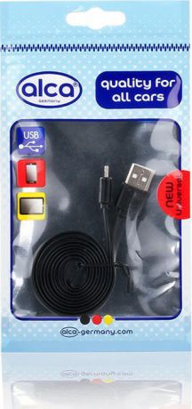 Кабель Alca Lightning USB 2.0, 510710, плоский, 1 м, черный