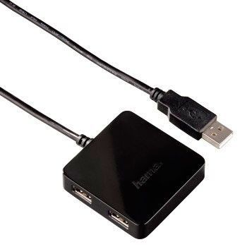 Разветвитель Hama USB 2.0, цвет: черный, Square1:4, 4 порта, 00012131