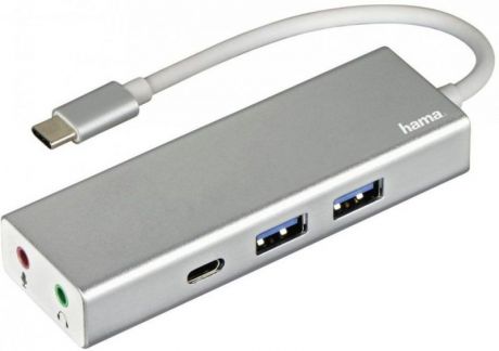 Разветвитель Hama Aluminium USB-C, 3 порта, цвет серебристый
