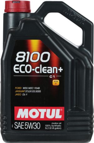 Масло моторное Motul "8100 Eco-Clean Plus", синтетическое, 5W-30, 5 л