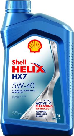 Масло моторное Shell Helix HX7, 5W-40, полусинтетическое, 1 л