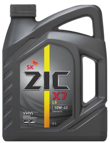 Масло моторное ZIC X7 LS, синтетическое, класс вязкости 10W-40, API SM/CF, 4 л. 162620