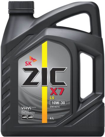 Масло моторное ZIC X7 LS, синтетическое, класс вязкости 10W-30, API SM/CF, 4 л. 162649
