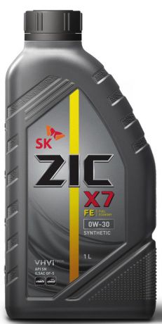 Масло моторное ZIC X7 FE, синтетическое, класс вязкости 0W-30, API SN, 1 л. 132616