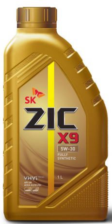 Масло моторное "ZIC" X9, синтетическое, класс вязкости 5W-30, API SL/CF, 1 л. 132614