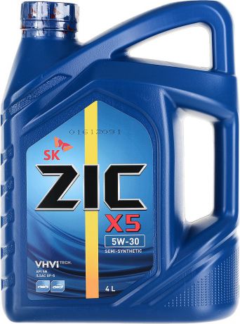 Масло моторное ZIC X5, полусинтетическое, класс вязкости 5W-30, API SN, 4 л. 162621