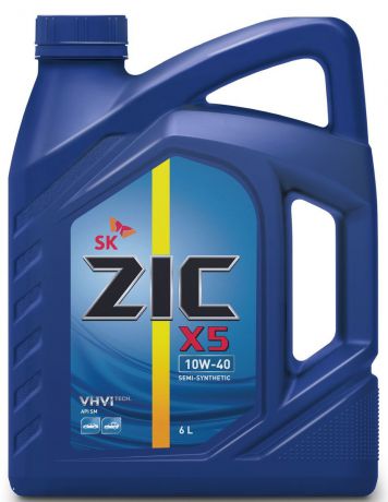 Масло моторное ZIC X5, полусинтетическое, класс вязкости 10W-40, API SM, 6 л. 172622