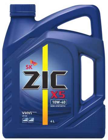 Масло моторное ZIC X5, полусинтетическое, класс вязкости 10W-40, API SM, 4 л. 162622
