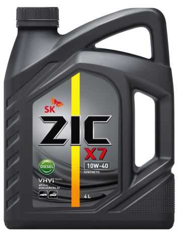 Масло моторное ZIC X7 Diesel, синтетическое, класс вязкости 10W-40, API CI-4/SL, 4 л. 162607