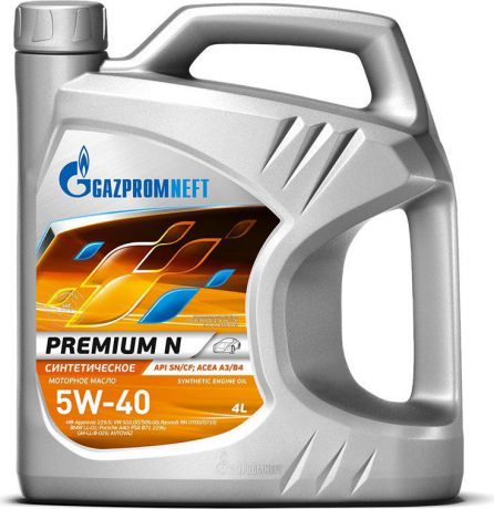 Масло моторное Gazpromneft Premium N 5W-40, API SN/CF, ACEA A3/B4, синтетическое, 4 л