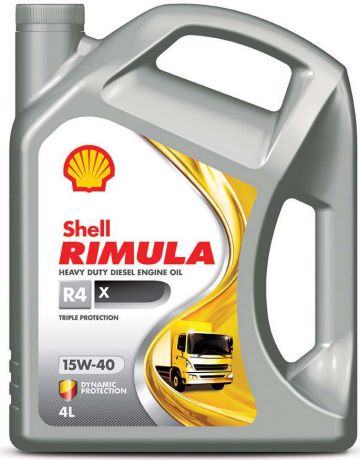 Масло моторное Shell Rimula R4 X для дизельных двигателей, 15W-40, минеральное, 4 л