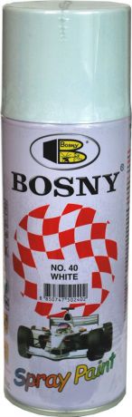 Краска акриловая "Bosny", аэрозоль, цвет: белый глянцевый (RAL 9003), 400 мл