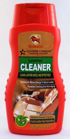 Очиститель всех типов кожи салона Bullsone "Leather Cleaner", с экстрактом алоэ, 300 мл