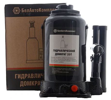Домкрат бутылочный "БелАвтоКомплект", с двумя клапанами, 20 т