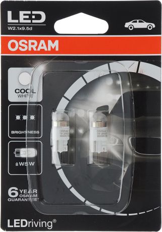 Автолампа светодиодная OSRAM LEDriving, W2.1x9.5d 12V 1W, 2 шт