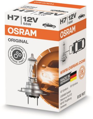 Лампа автомобильная галогенная Osram "Original Line", для фар, цоколь PX26d, 12V, 58Вт