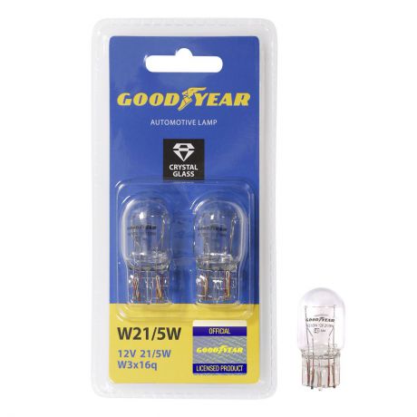 Лампа накаливания автомобильная "Goodyear", W21/5W, 12V, цоколь W3x16q, 21/5W, 2 шт
