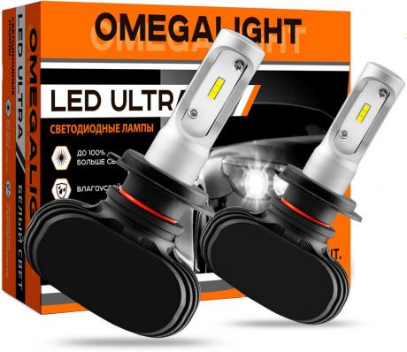 Лампа автомобильная светодиодная Omegalight "Ultra", цоколь H7, 2500 Лм, 2 шт