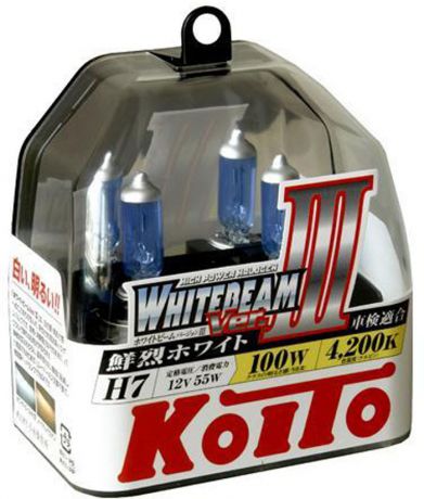 Лампа высокотемпературная Koito "Whitebeam", H7, 12V, 55 Вт, 100 Вт, 2 шт