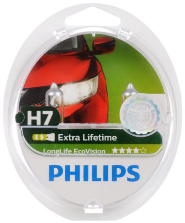 Галогенная автомобильная лампа Philips LongLife EcoVision H7 12V-55W увелич. срок службы 2шт. 12972LLECOS2