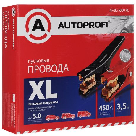 Провода пусковые "Autoprofi XL", высокие нагрузки, 21,15 мм2, 450 A, 3,5 м