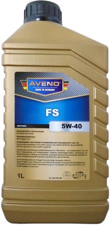 Масло моторное Aveno "FS", синтетическое, 5W-40, 1 л