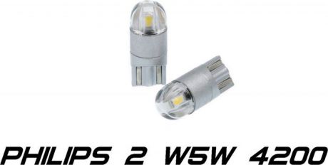 Светодиодная лампа Optima Premium W5W T10 Philips Chip 2, 4200K, 12-24V, W2.1X9.5D, 2 шт