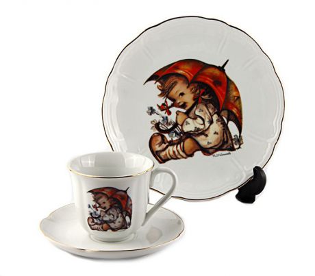 Чайный набор "Девочка под зонтом". Фарфор, роспись. Германия, Reutter Porzellan, конец XX века