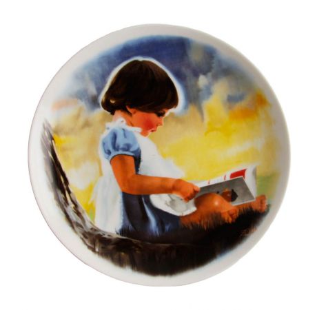 Дональд Золан "Девочка с книгой", коллекционная тарелка. Фарфор, роспись. Pemberton & Oakes, США, конец XX века