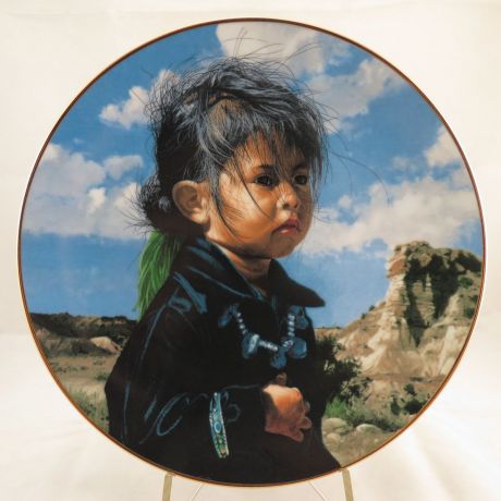 Декоративная тарелка "Гордая нация: Маленький Навахо". Фарфор, деколь, золочение. США, The Hamilton Collection, Рей Свенсон, 1988