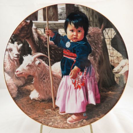 Декоративная тарелка "Гордая нация: Новый Маленький Пастух". Фарфор, деколь, золочение. США, The Hamilton Collection, Рей Свенсон, 1988